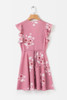 New Lotus leaf print A Hem V-neck chiffon short-sleeved dress