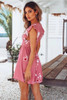 New Lotus leaf print A Hem V-neck chiffon short-sleeved dress