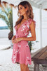 New Lotus leaf print A Hem V-neck chiffon short-sleeved dress