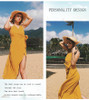 Sexy Spaghetti Strap V Neck Backless Solid Color Beach Dress