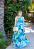 Chiffon Printed Halter Sleeveless Backless Boho Beach Maxi Dress