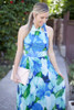 Chiffon Printed Halter Sleeveless Backless Boho Beach Maxi Dress
