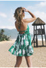 Sexy Printed Deep V Neck Sleeveless Backless Beach Mini Dress