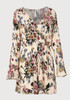 Floral Print V Neck Long Sleeve High Waist Rompers