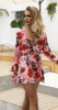 Floral Print V Neck Long Sleeve High Waist Rompers