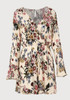 Floral Print V Neck Long Sleeve High Waist Rompers