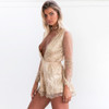 Sexy Sequin Deep V Neck Long Sleeve Jumpsuit Rompers