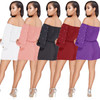 Polka Dot Off Shoulder Long Sleeve High Waist Jumpsuit Rompers Polka Dot Off Shoulder Long Sleeve High Waist Jumpsuit Rompers