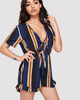 Print Deep V Neck Short Sleeve Jumpsuit Rompers