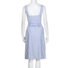 Stripe Button Backless Belted Dress