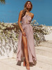 Sexy Solid Color Side Split Backless Boho Maxi Dress
