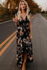 Sexy dress sleeveless V-neck print irregular long dress