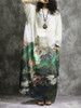 Print Plus Size Long Sleeve Loose Maxi Dress