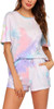 Womens Tie Dye Printed Pajamas Set Cotton Lounge Sets Short Sleeve Tops and Shorts 2 Piece Sleepwear Pj Sets