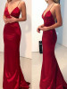 Red Spaghetti Strap Bodycon Evening Party Maxi Dress