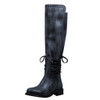Retro Solid Color Rivets Round Toe Flat Zip Long Boots