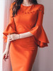 Round Neck Solid Color Bodycon Mini Dress