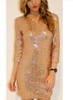 Sexy Sequined Perspective Long Sleeve Bodycon Dress