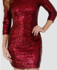 Sexy Sequined Perspective Long Sleeve Bodycon Dress