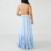 Sexy Striped Halter Neck Spaghetti Strap Sundress Maxi Dress