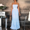 Sexy Striped Halter Neck Spaghetti Strap Sundress Maxi Dress