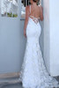 Sexy V Neck White Wedding Fishtail Evening Dress