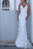 Sexy V Neck White Wedding Fishtail Evening Dress