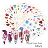 Butterfly Nail Art Sticker Decals Butterfly Bloom Flower Design Tulips, Retro Roses Printing Female Trend Nail Art Decoration Water Transfer Stickers Holographic DIY Nail Supplies (24Pcs)