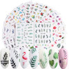 Butterfly Nail Art Sticker Decals Butterfly Bloom Flower Design Tulips, Retro Roses Printing Female Trend Nail Art Decoration Water Transfer Stickers Holographic DIY Nail Supplies (24Pcs)
