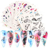 Butterfly Nail Art Sticker Decals Butterfly Bloom Flower Design Tulips, Retro Roses Printing Female Trend Nail Art Decoration Water Transfer Stickers Holographic DIY Nail Supplies (24Pcs)