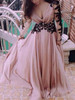 Lace Pink V-neck Long Sleeve Maxi Dress