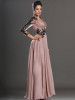 Lace Pink V-neck Long Sleeve Maxi Dress