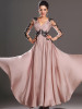 Lace Pink V-neck Long Sleeve Maxi Dress