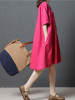Linen Cotton Short Sleeve Loose Pockets Dress Linen Cotton Short Sleeve Loose Pockets Dress