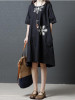 Linen Cotton Short Sleeve Loose Pockets Dress Linen Cotton Short Sleeve Loose Pockets Dress