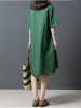 Linen Cotton Short Sleeve Loose Pockets Dress Linen Cotton Short Sleeve Loose Pockets Dress
