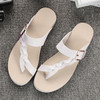 Leather Knitting Weave Buckle Clip Toe Flat Open Heel Flip Flops Sandals