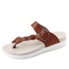 Leather Knitting Weave Buckle Clip Toe Flat Open Heel Flip Flops Sandals