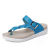 Leather Knitting Weave Buckle Clip Toe Flat Open Heel Flip Flops Sandals