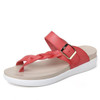 Leather Knitting Weave Buckle Clip Toe Flat Open Heel Flip Flops Sandals
