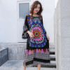 Loose 3 Colors Floral Print Batwing Sleeve Midi Dress