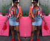 New Fashion Color Stripes Long Sleeves Loose Shirt