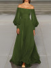 Elegant Off-The-Shoulder Party Princess Sleeve Maxi Evening Dress Maxi Dress