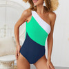 Unique Color Contract One Shoulder Style One Piece Swimsuit