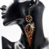Round feather long dream catcher earrings