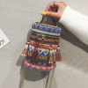 Boho Ethnic Tassel Barrel Shaped Bags Handle Handbags Bucket Mini Purses