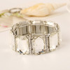 Luxury Big Oval Geometric Square Crystal Glass Elastic Bangles Bracelet