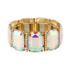 Luxury Big Oval Geometric Square Crystal Glass Elastic Bangles Bracelet