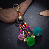 Vintage Handmade Colored Pompom Tassel Elephant Charm Key Chains