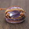 Handmade Leather Wrap Dream Purple Beads Wrap Bracelets Boho Chic Bangles